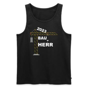 Bauherr 2023 Design - Männer Premium Bio Tank Top - Schwarz - Vorne - Michal (187cm)