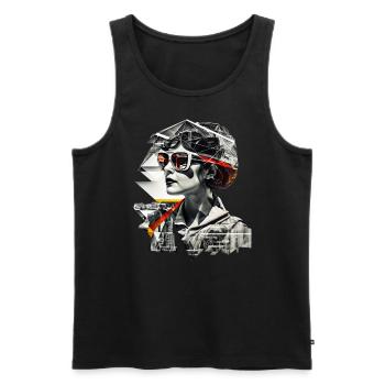 Retro Flash No47 - Männer Premium Bio Tank Top - Schwarz - Vorne - AI Model Male 178 light (178cm)