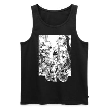 Stylish biker shirt for urban adventurers - Men's Premium Organic Tank Top - black - Front - Michal (187cm)