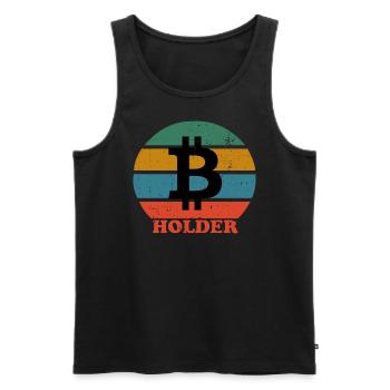 Rétro Bitcoin Holder - Débardeur bio Premium Homme - noir - Devant - AI Model Male 178 light (178cm)