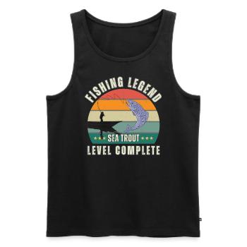 Fishing Legend - Level sea trout completed - Men's Premium Organic Tank Top - black - Front - Michal (187cm)