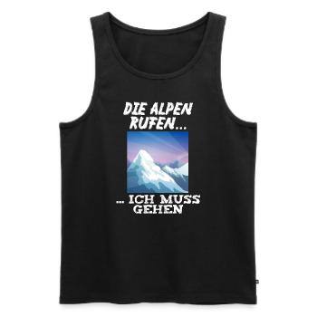 Die Alpen rufen ich muss gehen - Männer Premium Bio Tank Top - Schwarz - Vorne - Michal (187cm)