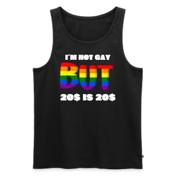 I´m not Gay but 20$ is 20$ - Männer Premium Bio Tank Top - Schwarz - Vorne - Michal (187cm)