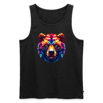 Tête d’ours colorée - Débardeur bio Premium Homme - noir - Devant - AI Model Male 178 light (178cm)
