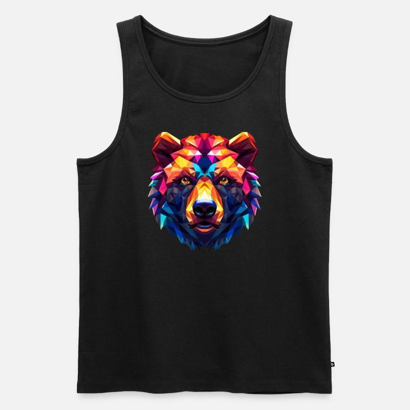 Bunter Bärenkopf - Männer Premium Bio Tank Top - Schwarz