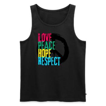 LOVE PEACE HOPE & RESPECT - Men's Premium Organic Tank Top - black - Front - AI Model Male 178 light (178cm)