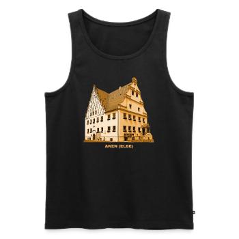 Aken Elbe Town Hall Bitterfeld Saxony-Anhalt - Men's Premium Organic Tank Top - black - Front - AI Model Male 178 light (178cm)