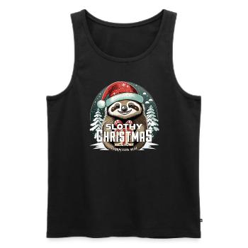 Weihnachtsfaultier - Slothy Christmas - Männer Premium Bio Tank Top - Schwarz - Vorne - AI Model Male 178 light (178cm)