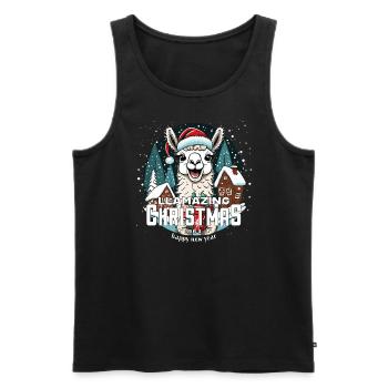 Christmas Llama - llamazing Christmas - Men's Premium Organic Tank Top - black - Front - Michal (187cm)