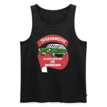 Jugendweihe 2024 Spruch DDR Ostalgie Trabbi - Männer Premium Bio Tank Top - Schwarz - Vorne - Michal (187cm)