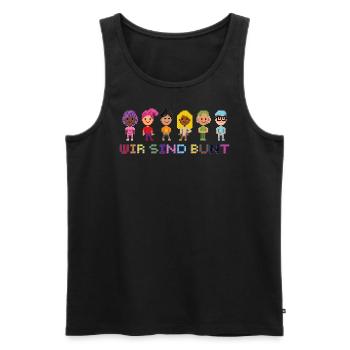 WIR SIND BUNT - PIXELFIGUREN - Männer Premium Bio Tank Top - Schwarz - Vorne - AI Model Male 178 light (178cm)