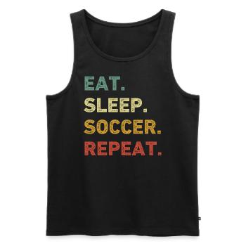 Eat Sleep Soccer Repeat Retro Funny Soccer - Men's Premium Organic Tank Top - black - Front - Michal (187cm)