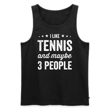 J’aime le tennis et peut-être 3 personnes amateur de tennis - Débardeur bio Premium Homme - noir - Devant - Michal (187cm)