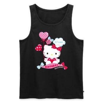 Hello Kitty With Balloons Birthday Design - Men's Premium Organic Tank Top - black - Front - Michal (187cm)