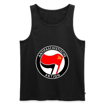 Antifa Logo – Hammer & Sichel - Männer Premium Bio Tank Top - Schwarz - Vorne - AI Model Male 178 light (178cm)
