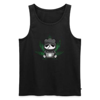 Hacker Panda Édition Hacker - Débardeur bio Premium Homme - noir - Devant - Michal (187cm)