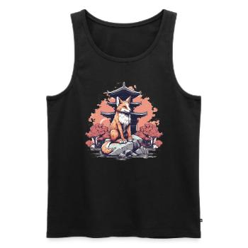 Fuchs Japan Inari Tempel Kami Nippon Shinto - Männer Premium Bio Tank Top - Schwarz - Vorne - AI Model Male 178 light (178cm)