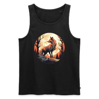 Fox Forest Moon Fable Mythical Fairy Tale - Men's Premium Organic Tank Top - black - Front - Michal (187cm)