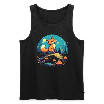 Fox Forest Moon Fable Mythical Fairy Tale - Men's Premium Organic Tank Top - black - Front - Michal (187cm)