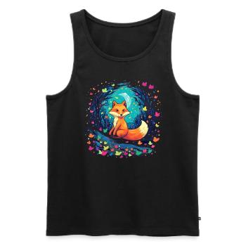 Fox Forest Moon Fable Mythical Fairy Tale - Men's Premium Organic Tank Top - black - Front - Michal (187cm)
