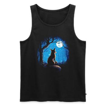 Fox Forest Moon Fable Mythical Fairy Tale - Men's Premium Organic Tank Top - black - Front - Michal (187cm)