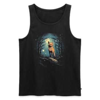 Fox Forest Moon Fable Mythical Fairy Tale - Men's Premium Organic Tank Top - black - Front - Michal (187cm)