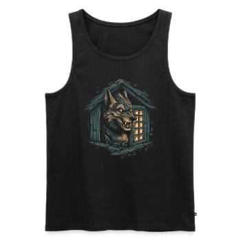 Chien, loup, loup-garou, cerbère, mythe de - Débardeur bio Premium Homme - noir - Devant - Michal (187cm)