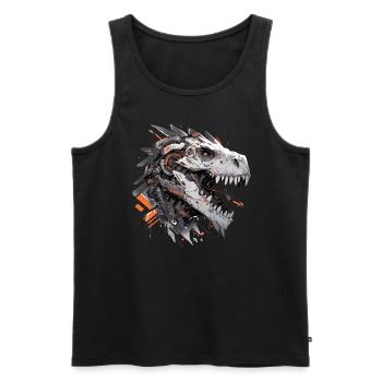 Mecha Animal : tigre, loup, renard, dinosaure, - Débardeur bio Premium Homme - noir - Devant - Michal (187cm)