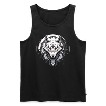 Mecha Animal : tigre, loup, renard, dinosaure, - Débardeur bio Premium Homme - noir - Devant - Michal (187cm)
