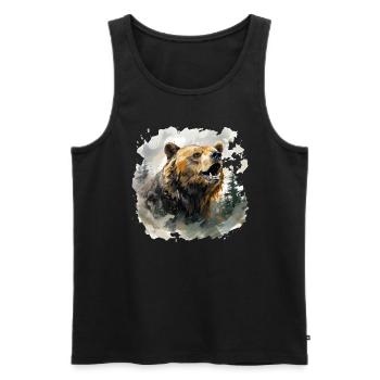 Ours, nature, environnement, protection de - Débardeur bio Premium Homme - noir - Devant - AI Model Male 178 light (178cm)