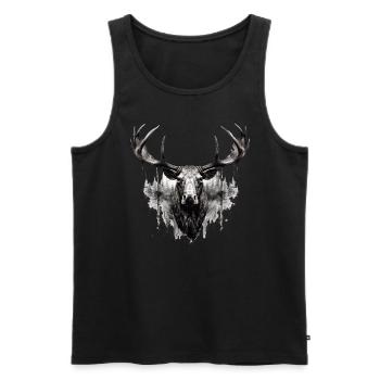 Cerf d’élan nature forêt scandinave - Débardeur bio Premium Homme - noir - Devant - Michal (187cm)