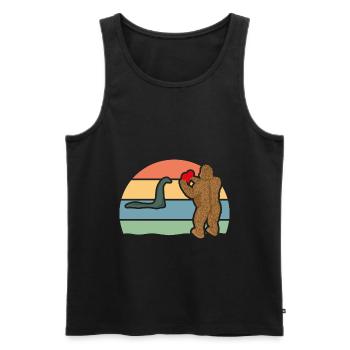 Bigfoot and Nessie Love - Valentine's Day - Men's Premium Organic Tank Top - black - Front - Michal (187cm)