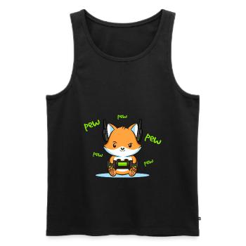 Pew Pew Pew Fuchs - Männer Premium Bio Tank Top - Schwarz - Vorne - AI Model Male 178 light (178cm)