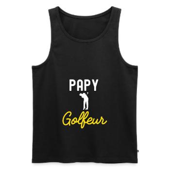 papy GOLFEUR - Débardeur bio Premium Homme - noir - Devant - Michal (187cm)