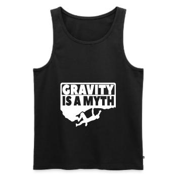 Gravity is a Myth - climber climbing mountains - Men's Premium Organic Tank Top - black - Front - AI Model Male 178 light (178cm)