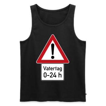 Achtung Gefahr: Vatertag - von 0 bis 24 Uhr - Männer Premium Bio Tank Top - Schwarz - Vorne - Michal (187cm)