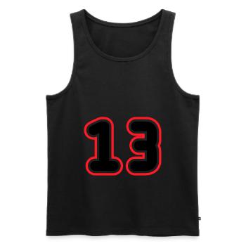13 Numéro de numéro - Débardeur bio Premium Homme - noir - Devant - AI Model Male 178 light (178cm)