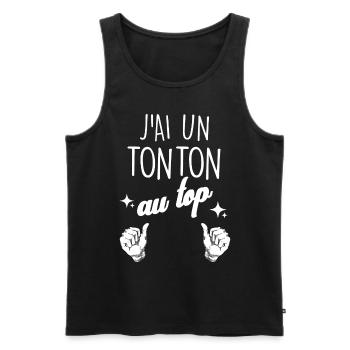 J'ai un Tonton Au Top - Débardeur bio Premium Homme - noir - Devant - Michal (187cm)