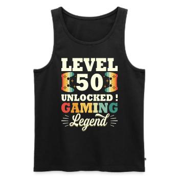 Level 50 Jubiläumsspieler 50 Jahre - Männer Premium Bio Tank Top - Schwarz - Vorne - AI Model Male 178 light (178cm)