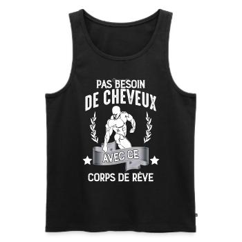 Moi je n'ai pas de cheveux cadeau homme - Débardeur bio Premium Homme - noir - Devant - Michal (187cm)