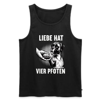 Liebe hat Vier Pfoten Boxer Boxerhalter Boxerhund - Männer Premium Bio Tank Top - Schwarz - Vorne - Michal (187cm)