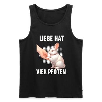 Liebe hat Vier Pfoten Kaninchen Hase Hasen langohr - Männer Premium Bio Tank Top - Schwarz - Vorne - AI Model Male 178 light (178cm)
