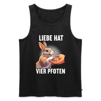 Liebe hat Vier Pfoten Kaninchen Hase Hasen langohr - Männer Premium Bio Tank Top - Schwarz - Vorne - AI Model Male 178 light (178cm)