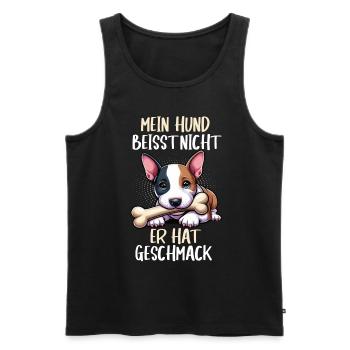 Mein Hund Beisst Nicht Miniatur Bullterrier Bully - Männer Premium Bio Tank Top - Schwarz - Vorne - Michal (187cm)