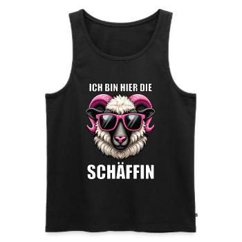 Ich Bin Hier Die Schäffin Walliser Schaf Schaf Mäh - Männer Premium Bio Tank Top - Schwarz - Vorne - Michal (187cm)