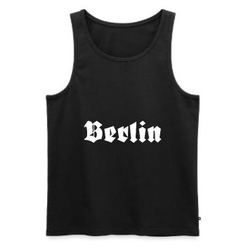 Berlin - Men's Premium Organic Tank Top - black - Front - AI Model Male 178 light (178cm)