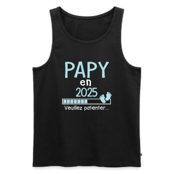 Papy en 2025 Cadeau Futur Grand-père - Débardeur bio Premium Homme - noir - Devant - Michal (187cm)