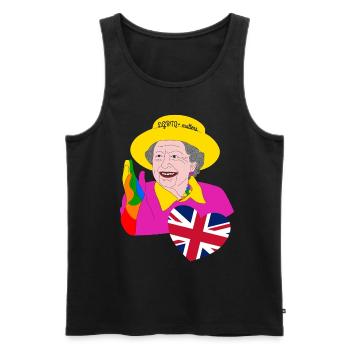 Reine aux couleurs de l’arc-en-ciel avec cœur Union Jack - Débardeur bio Premium Homme - noir - Devant - Michal (187cm)
