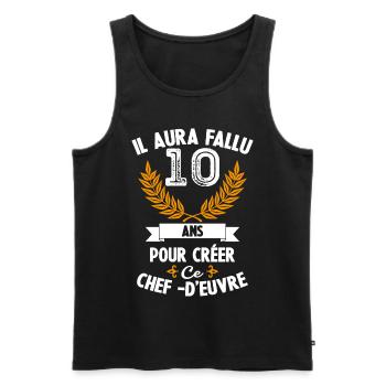 10 ans anniversaire 10 anniversaire cadeau 10 ans - Débardeur bio Premium Homme - noir - Devant - Michal (187cm)