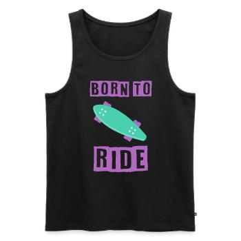 né pour rouler born to ride skateboard skate - Débardeur bio Premium Homme - noir - Devant - Michal (187cm)